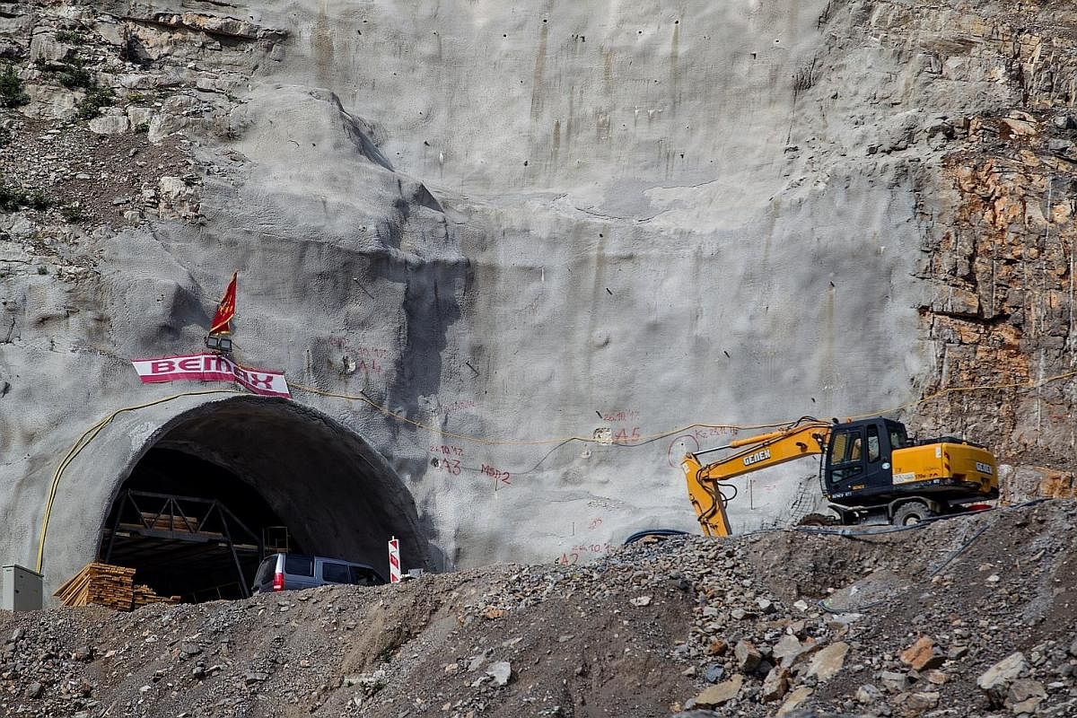 A view of the "Vjeternik" tunnel construction site of the Bar-Boljare Highway. Imposing bridges and deep-cut tunnels are among the features of the project, described by one EU critic as a highway to nowhere. A tunnel construction site of the 165km Ba