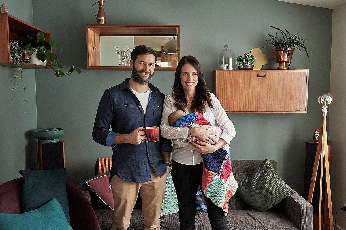 New Zealand Prime Minister Jacinda Ardern and her partner Clarke Gayford, who will be the main caregiver for their newborn daughter.