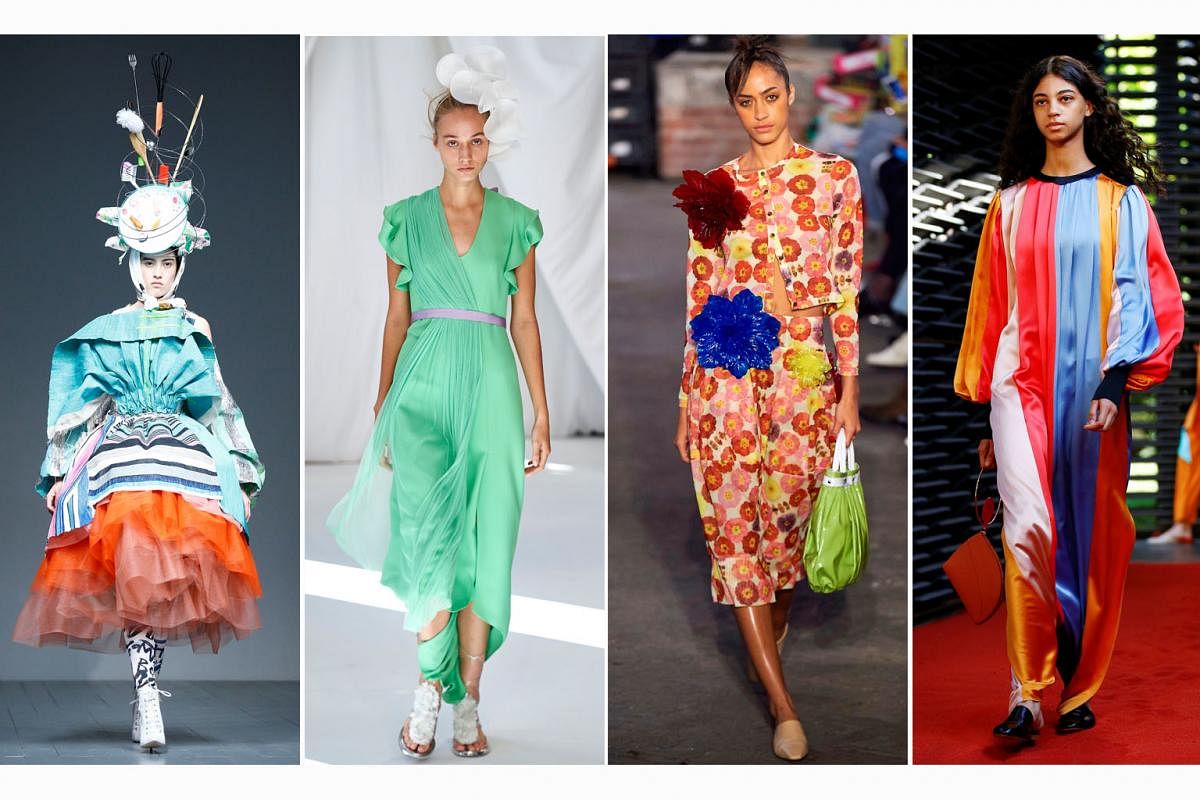 On display at London Fashion Week were creations by (clockwise from above) Matty Bovan, Delpozo, Molly Goddard and Roksanda.