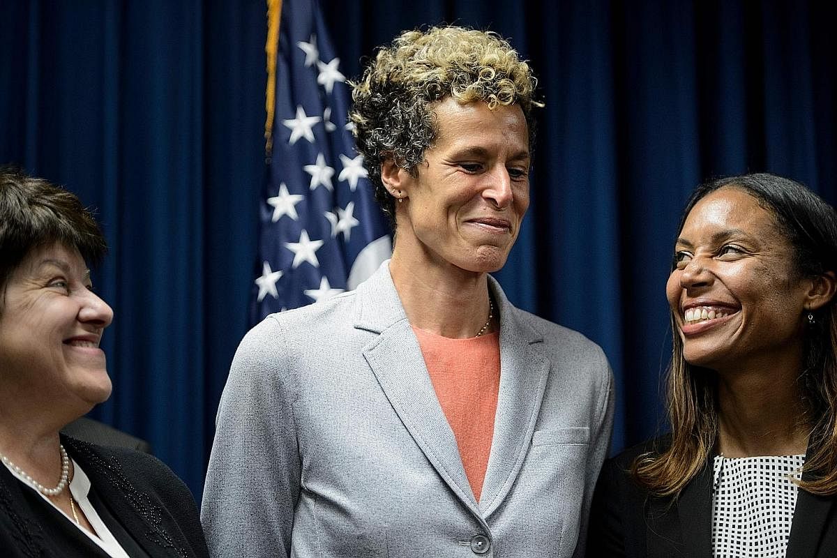 Bill Cosby in a photo provided by the Montgomery County Correctional Facility after his sentencing. Ms Andrea Constand (left) after the sentencing of Bill Cosby on Tuesday.