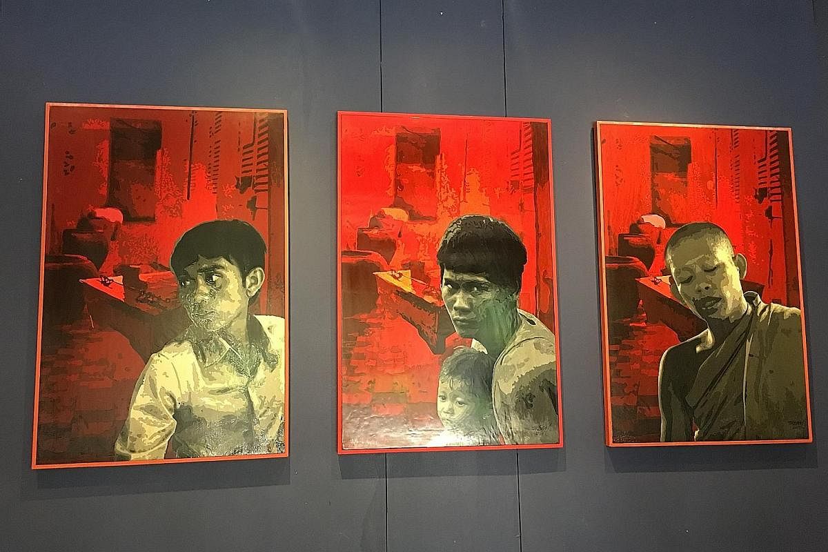 Theam's House, the home and atelier of contemporary Cambodian artist and designer Lim Muy Theam, features haunting, acrylic red-hued portraits of ordinary people in the notorious Tuol Sleng prison of the 1970s. Phare, The Cambodian Circus' folksy Ecl