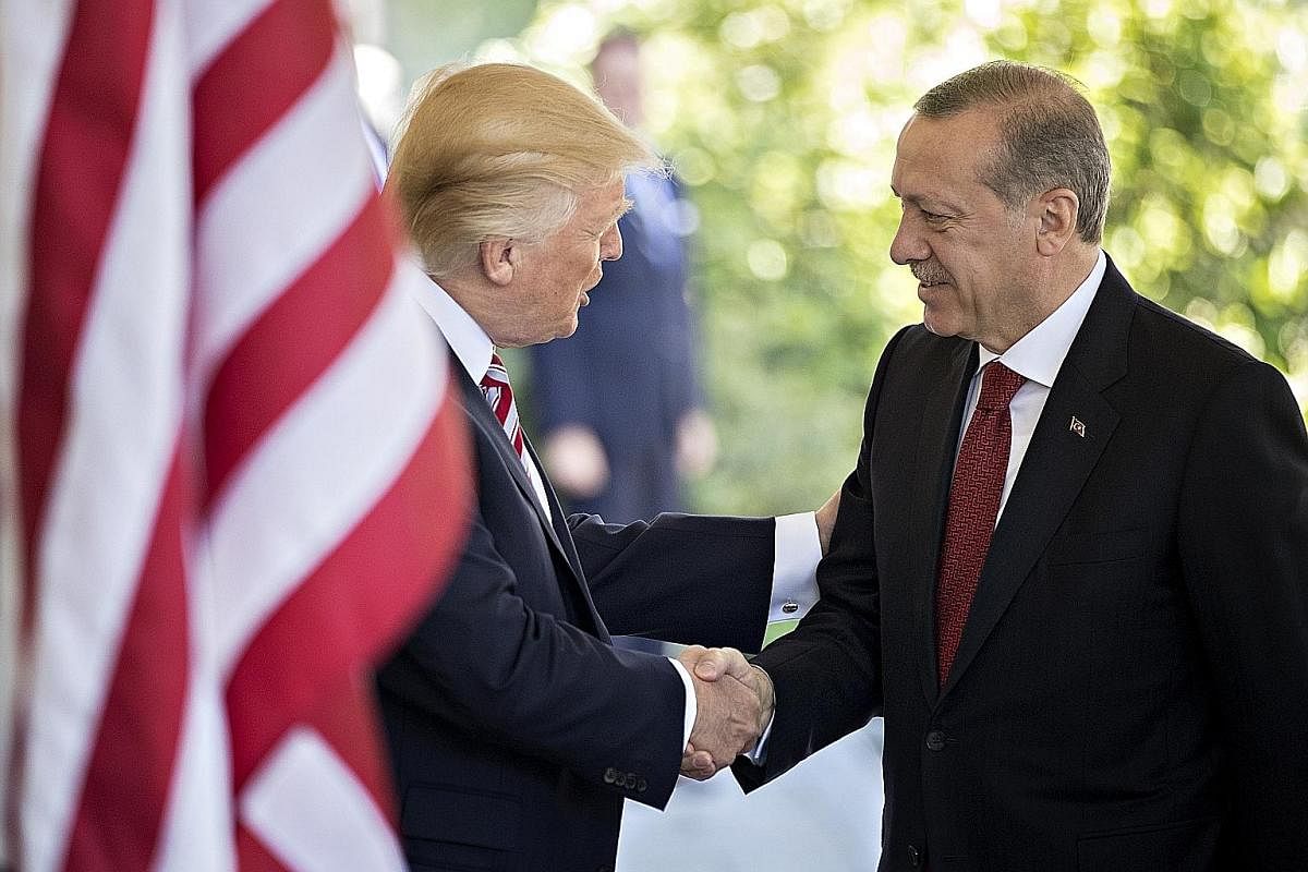 US President Donald Trump greeting his Turkish counterpart Recep Tayyip Erdogan at the West Wing of the White House in May last year. The two leaders had a lengthy phone call earlier this month.