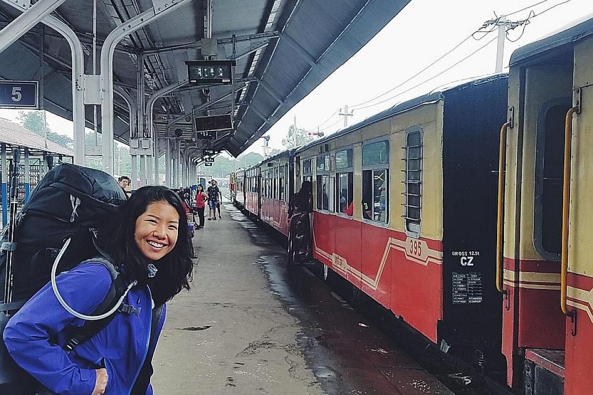 "It's all about managing money well, such as cooking and eating in and going out only during the weekends. I spend more living in Singapore than I do travelling.'' MS MELISSA NG, owner of digital design studio Melewi (above, during a trip to India last ye