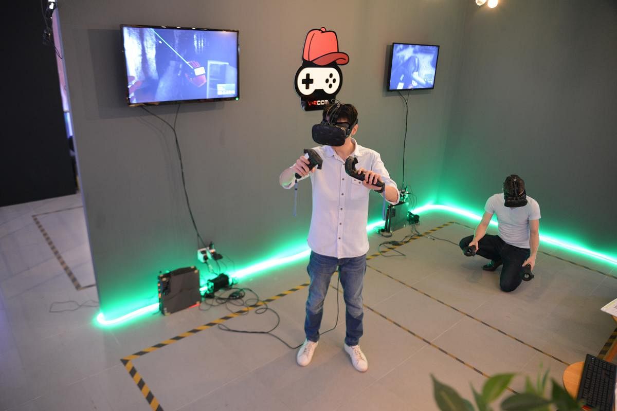 The virtual reality escape room game at Lockdown SG.