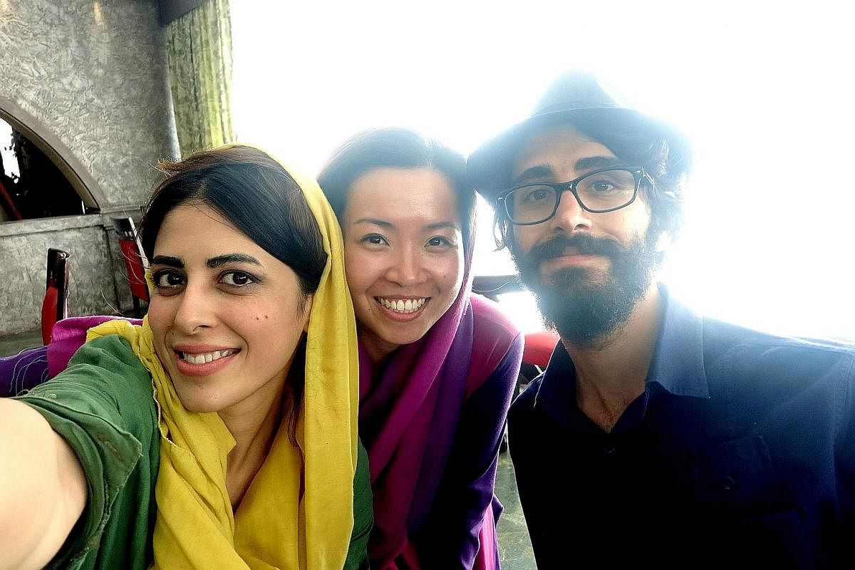 The writer (centre) met Shirin, a Couchsurfer (left) in Shiraz, who introduced her to her boss (right), Hussein, a young entrepreneur. The three of them ended up hanging out together, talking about pop culture and favourite ice cream flavours.