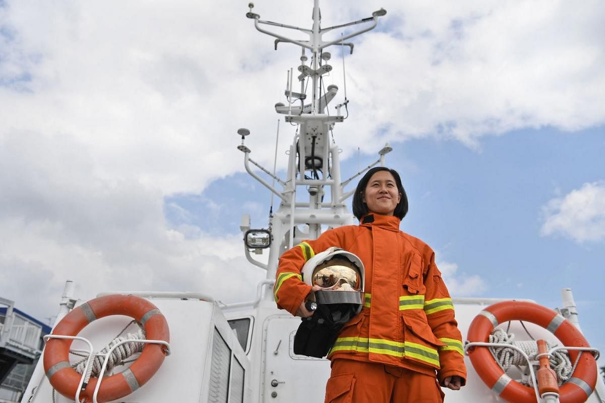 Captain Pek Hong Kun is one of only two female marine firefighters on the frontline in SCDF’s marine command division.