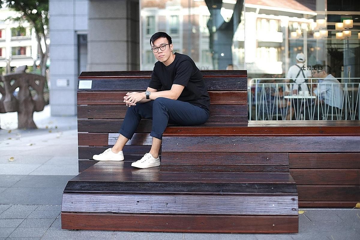 Play It Forward Singapore's co-founders Lee Yan Chang (left) and Billy Soh bring donated pianos that have been refurbished to public spaces, such as at The URA Centre, for people to play. A group of music lovers putting on a free mini concert using a