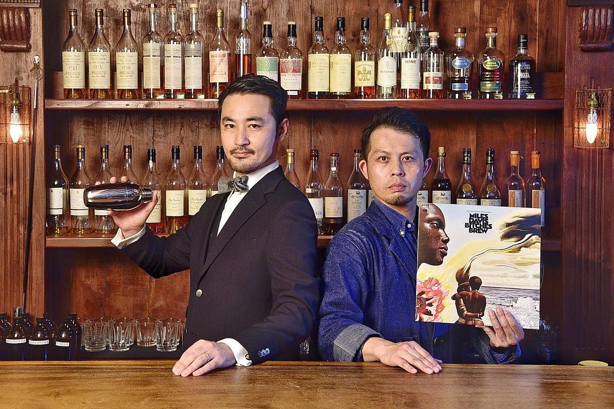 (From left) Gibson's principal bartender Gento Torigata; Jigger & Pony Group's bar programme director Aki Eguchi; and The Flagship's principal bartender Shigeru Nakamura. D.Bespoke's Daiki Kanetaka and Shinji lwamitsu. Mr Kazuhiro Chii, head bartende
