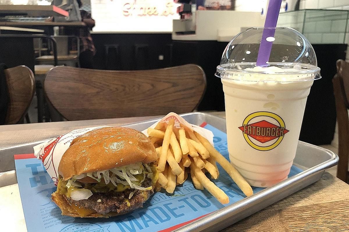 The "single" beef burger with shoestring fries and classic vanilla milkshake.