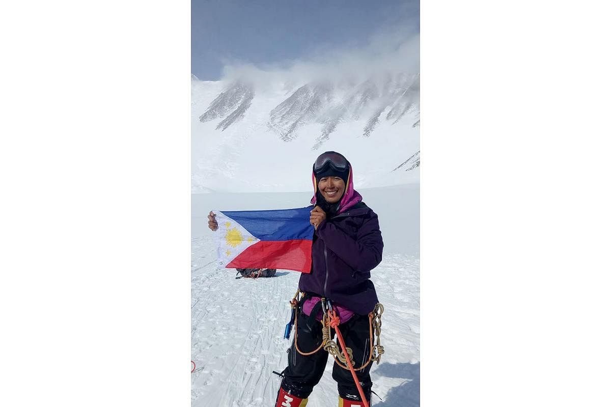 Filipino mountaineer Carina Dayondon (foreground) and two of her teammates, on Mount Denali, in Alaska, North America's highest peak, in 2006. Lacking an outfitter and a guide, it took her team six tries and 37 days to reach the summit. At least 100 