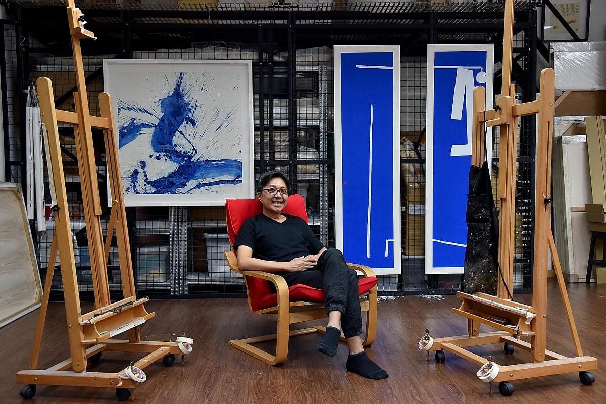 Artist Kanchana Gupta's studio in MacPherson is where she experiments with compressing material into solid blocks of colour for her upcoming show. When he is not busy painting works for his new show in Milan, artist Ruben Pang is jamming with his ban