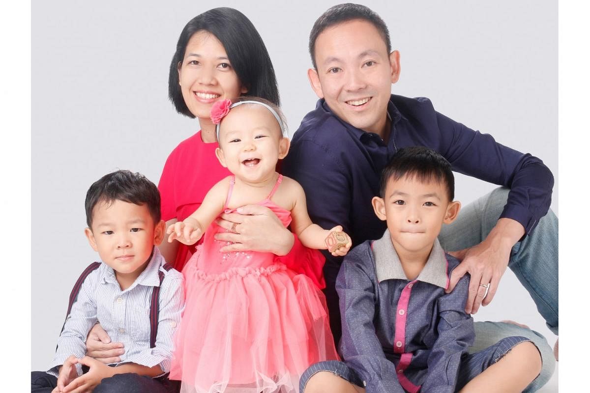 Centre For Fathering chief executive Bryan Tan with his wife Adriana and children (from left) Joshua, Deborah and Michael.