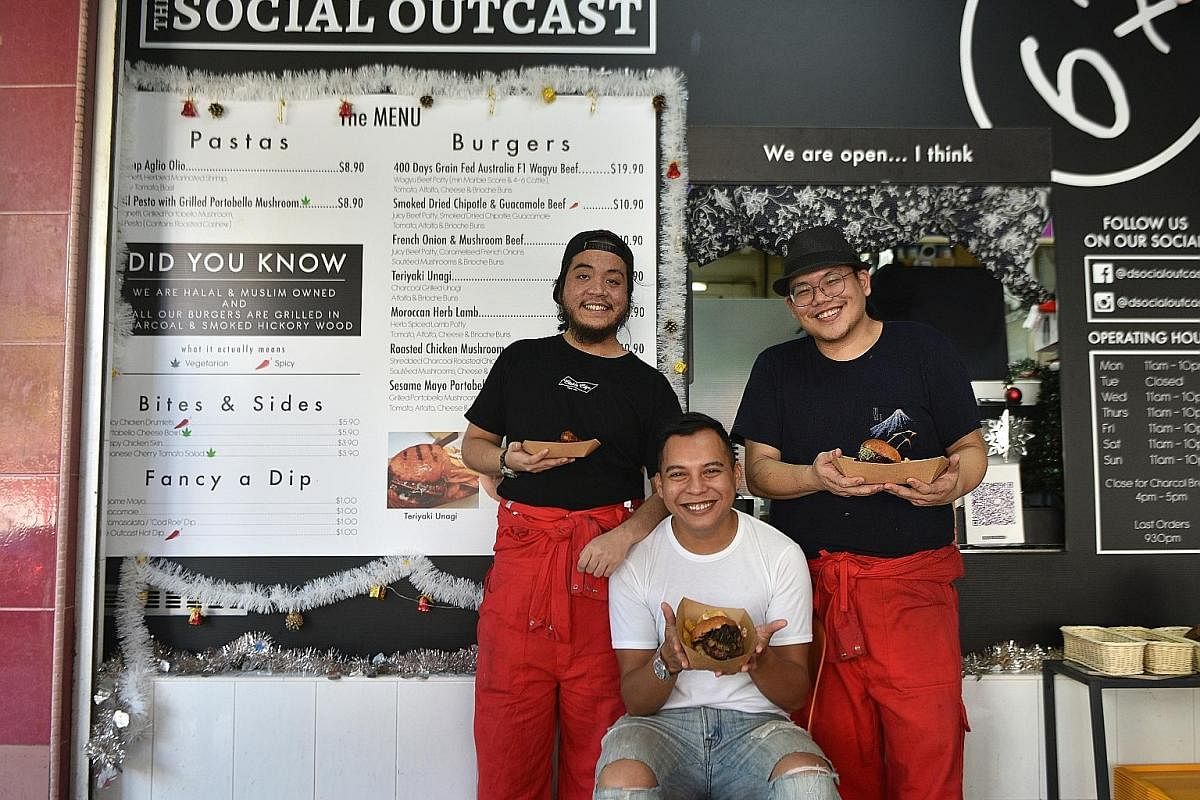 The Social Outcast's (from left) cook Dinie Nur Islam, owner Aminurrashid Hasnordin and head chef Bjorn Goh. 