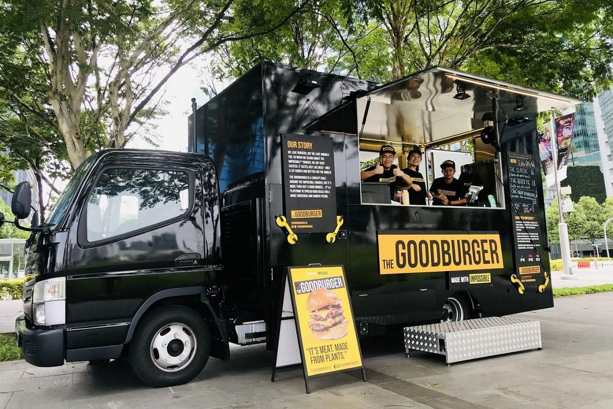 Food truck The Goodburger serves burgers with Impossible meat patties.