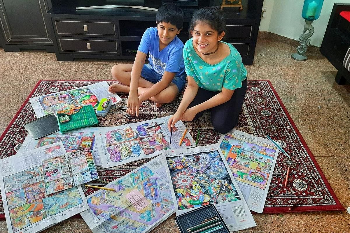Sanchita Dhareshwar used a variety of mediums to colour the visuals, with her brother Shantanu putting the finishing touches on them.