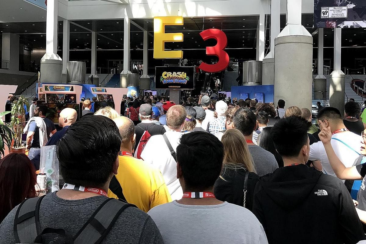 Gamers, media personnel and industry players waiting to enter the Los Angeles Convention Centre for the world's most influential video gaming trade show, Electronic Entertainment Expo, in 2017. In a virtual unveiling of its next-generation gaming con