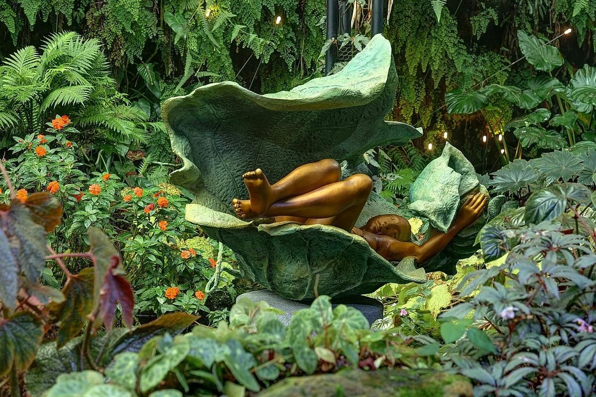 Head to Gardens by the Bay for both nature and Taiwanese art. The exhibition A Sculptor's Secret Garden showcases 16 sculptures by Taiwanese artist Lee Kuang-yu nestled in the Cloud Forest, including Timeless (above), of a woman wrapped in a lotus le