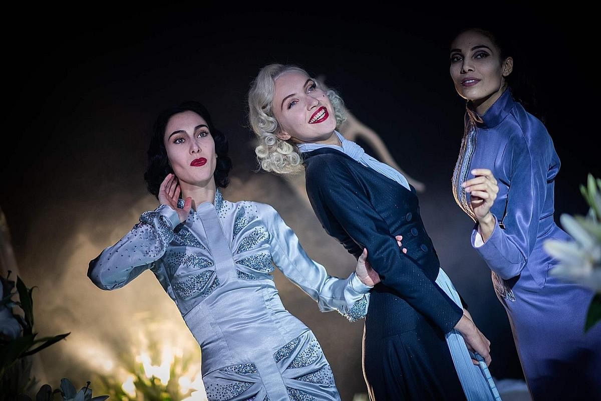 FROM RUNWAY TO FILM: (From left) French model Sheherazade Dakhlaoui, Greek model Angeliki Tsionou and Czech model Michaela Tomanova taking part in the shooting of a film to present the Spring-Summer 2021 collection of French fashion designer Julien F