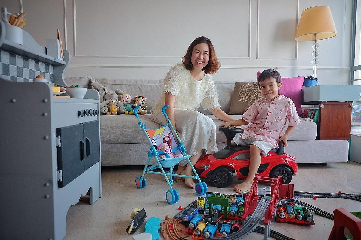 Professor Simon Chesterman and Dr Ming Tan tap current affairs to talk to their son, Vivian Zhihao Chesterman, 16, about moving beyond expectations based on gender. Ms Jocelyn Teo inculcates in her son, James, three, the value of respect by taking hi
