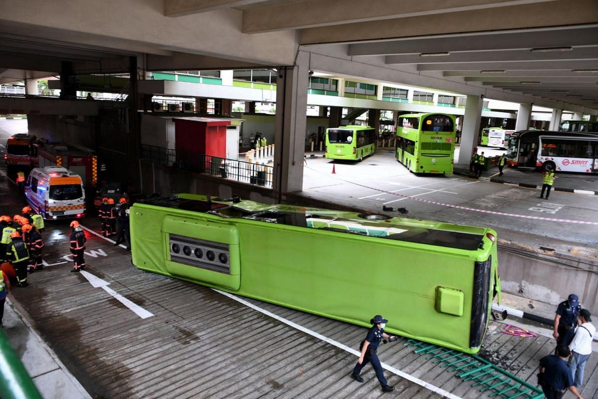 In Pictures: Bus Flips On Side After Collision At Bukit Batok ...