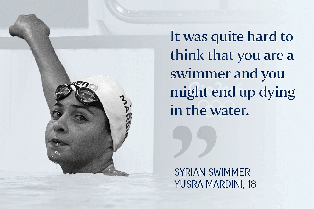 Refugee Olympic Team's Yusra Mardini takes part in the women's 100m butterfly heat.